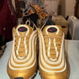 Nike Gold and White Athletic Shoes